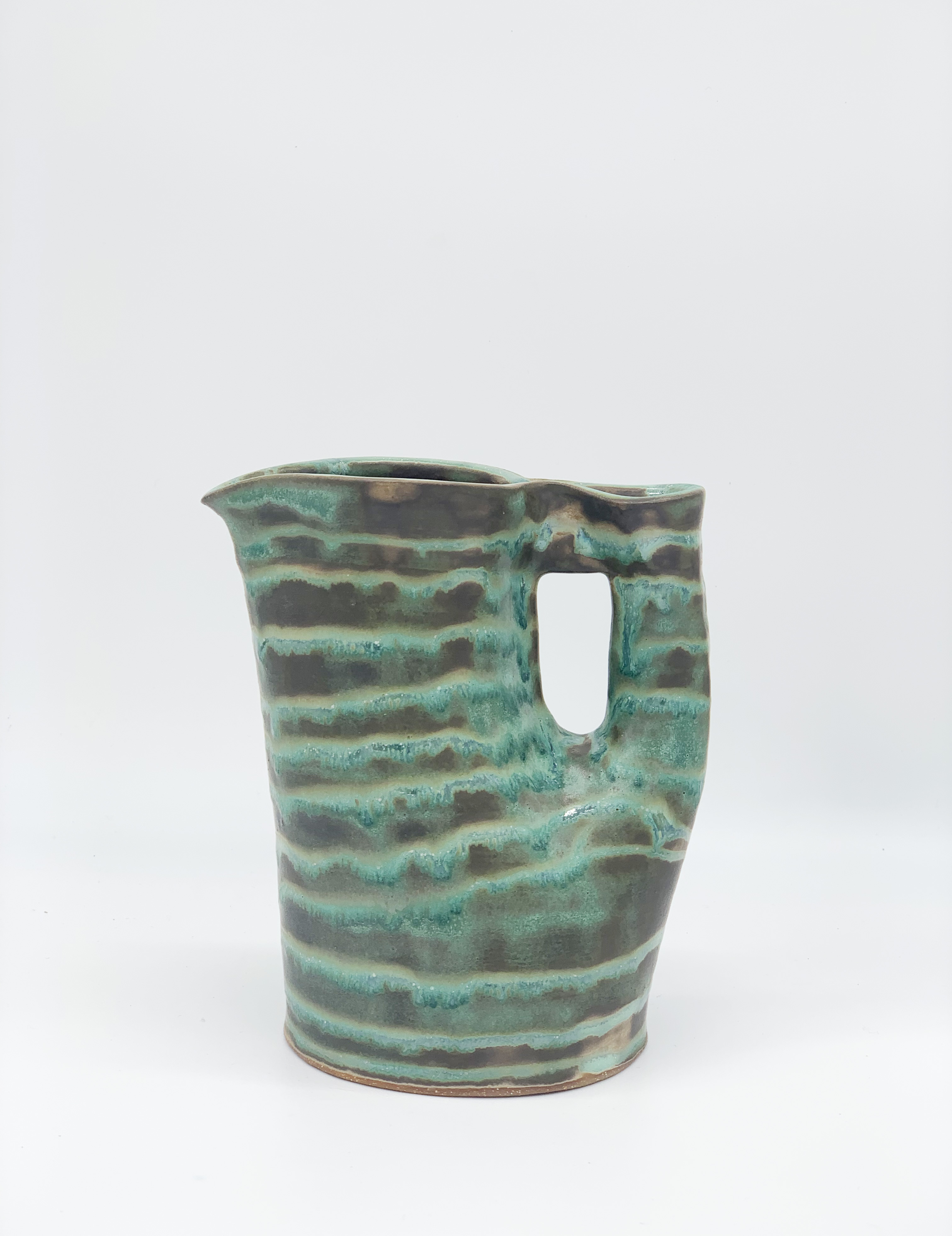 Sister Carolina Ceramics pitcher – green stripes